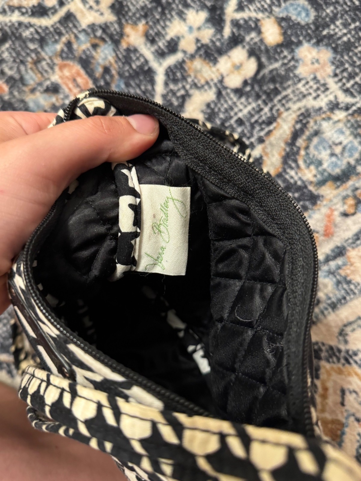 Vera Bradley Black White Houndstooth Quilted Crossbody Bag Purse