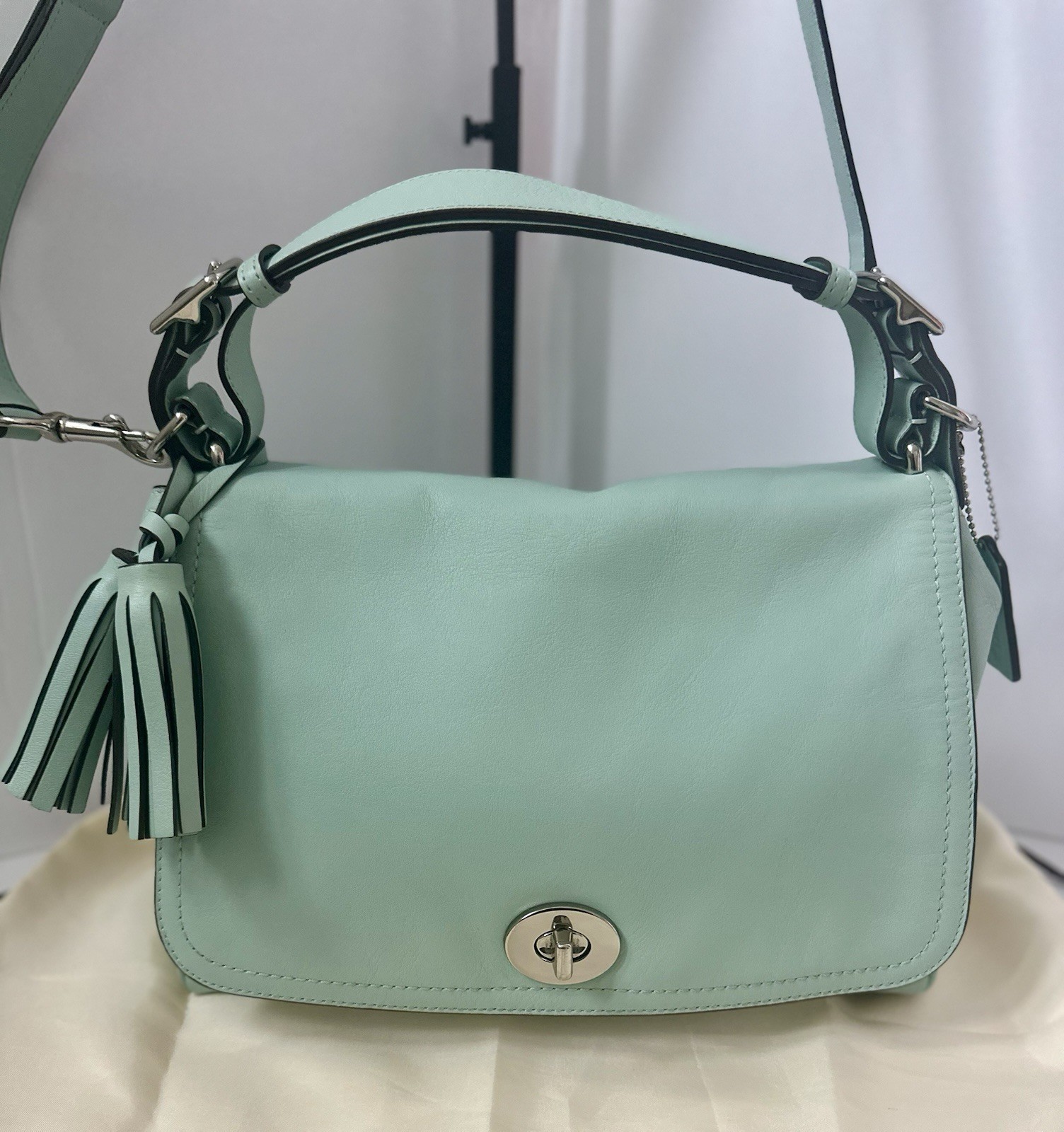 COACH Legacy Romy Top Handle Shoulder/Crossbody Mint Green Leather22383 Turnlock