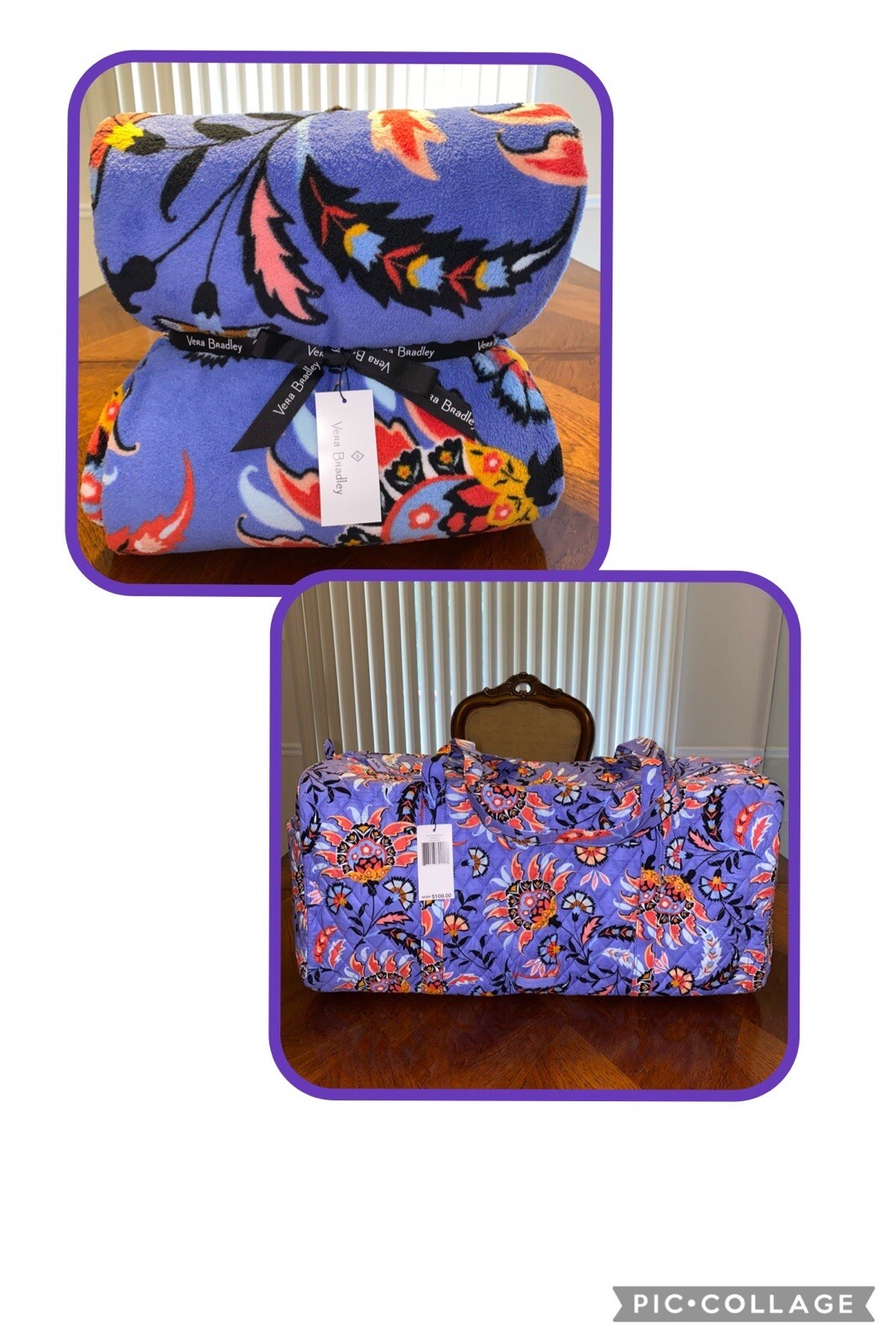 NWT Vera Bradley 2 Pc Lot Large Duffel Mural Garden