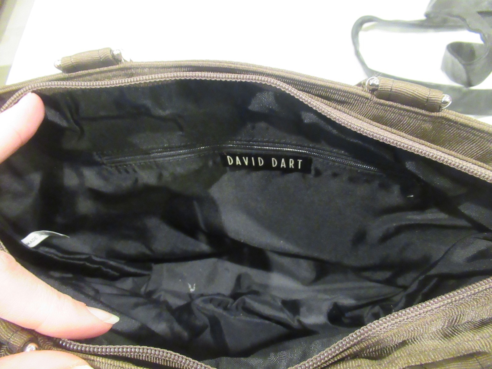 David Dart brown striped nylon purse
