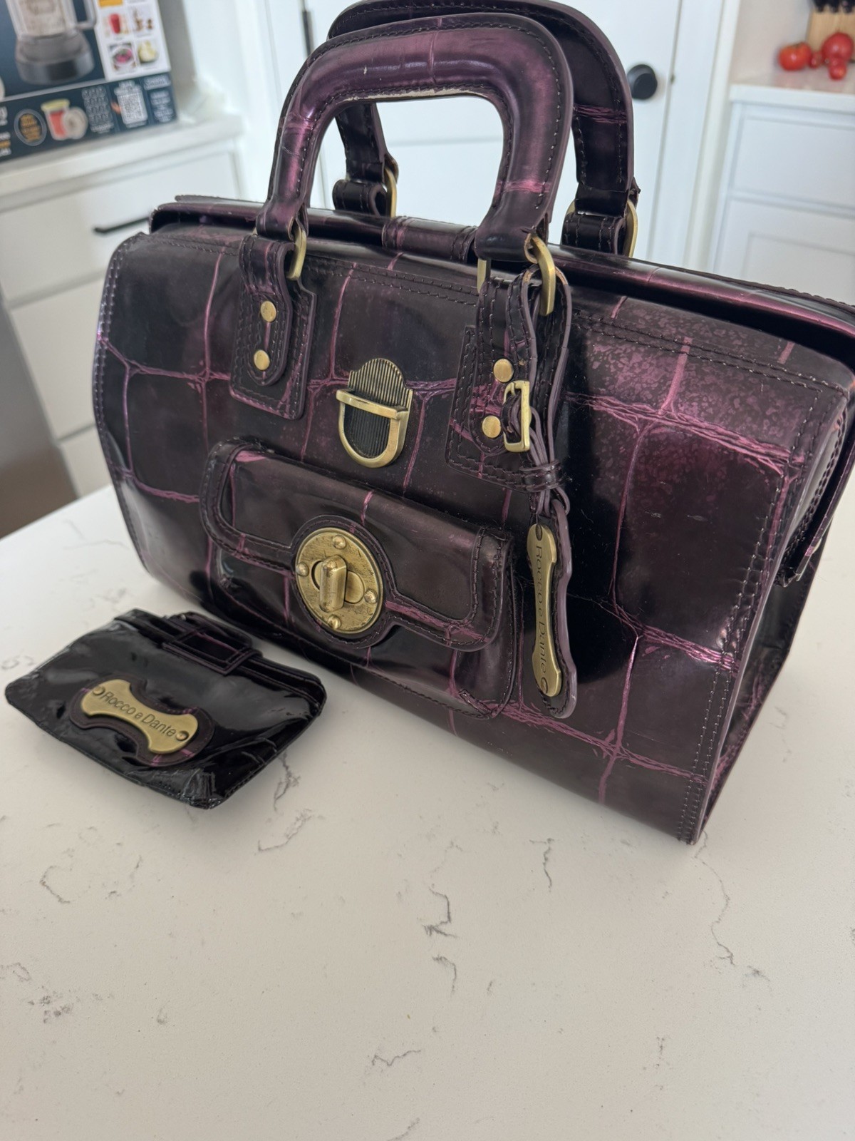 Rocco e Dante Dr. Phil Handbag Italian Purple Crocodile Leather Sauvage VINTAGE