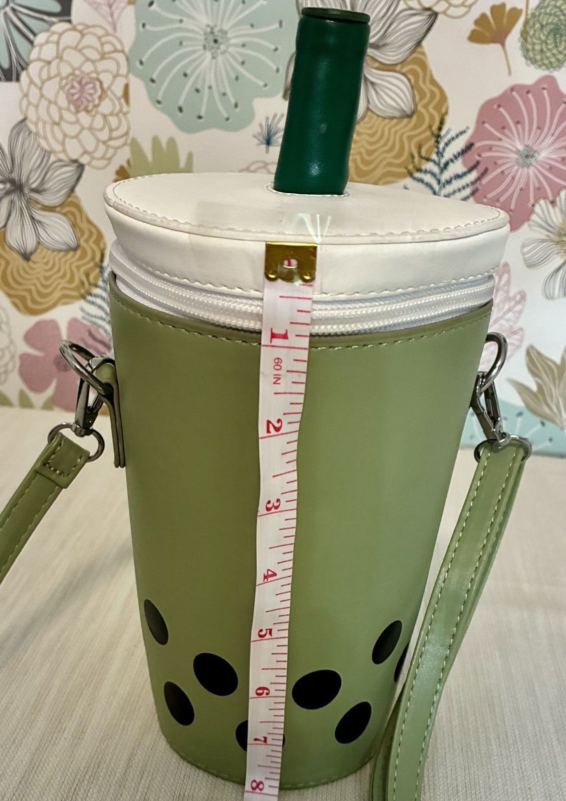 Cute Novelty Bubble Tea Purse Green Crossbody Bag Faux Leather Boba Drink