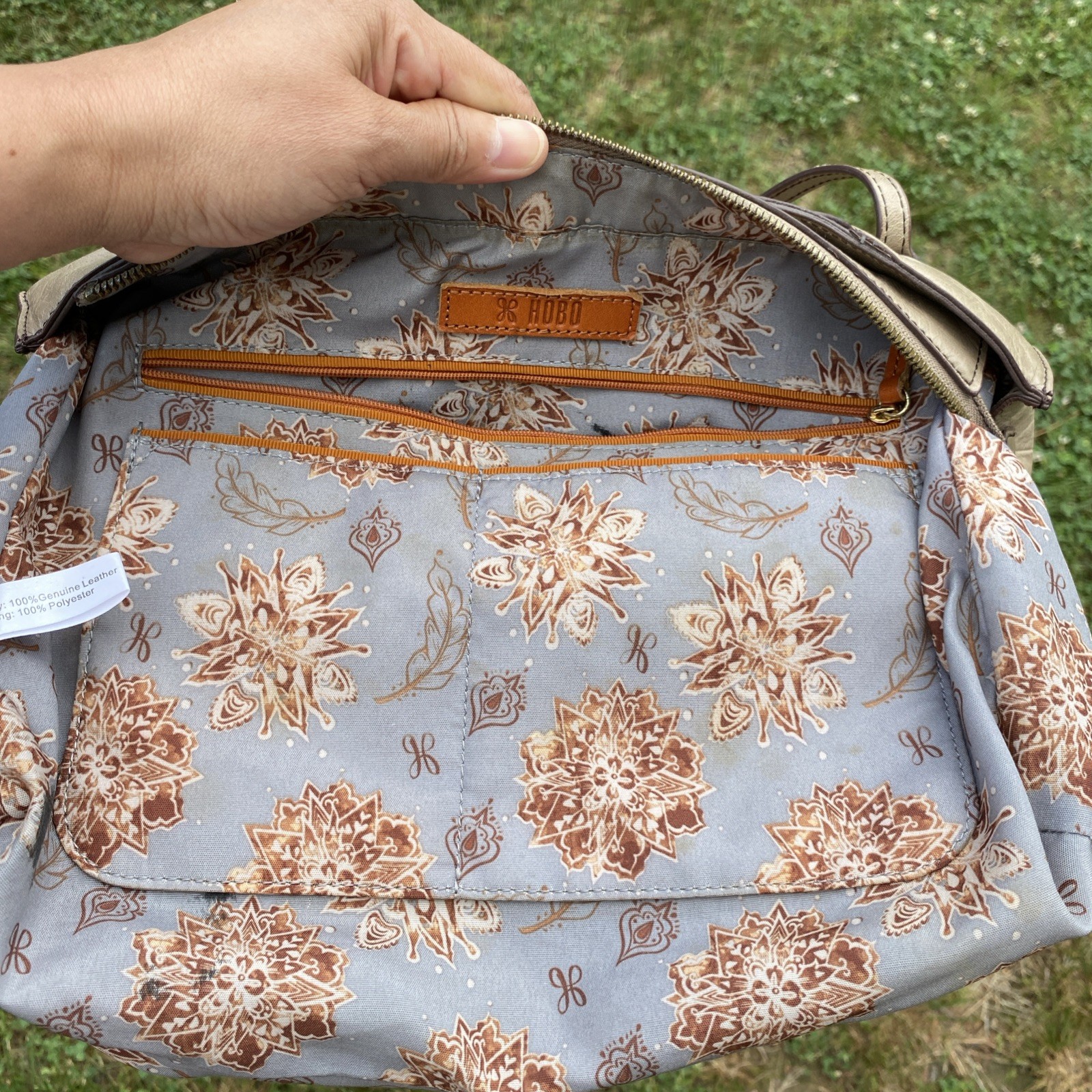 HOBO INTERNATIONAL Leather Shoulder Bag Gray Bone Color Smoke Free Home @@@@@@@@