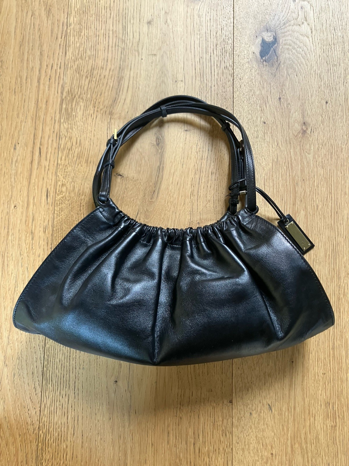 Vintage Tom Ford Gucci Ruched Black Leather Shoulder Bag Purse