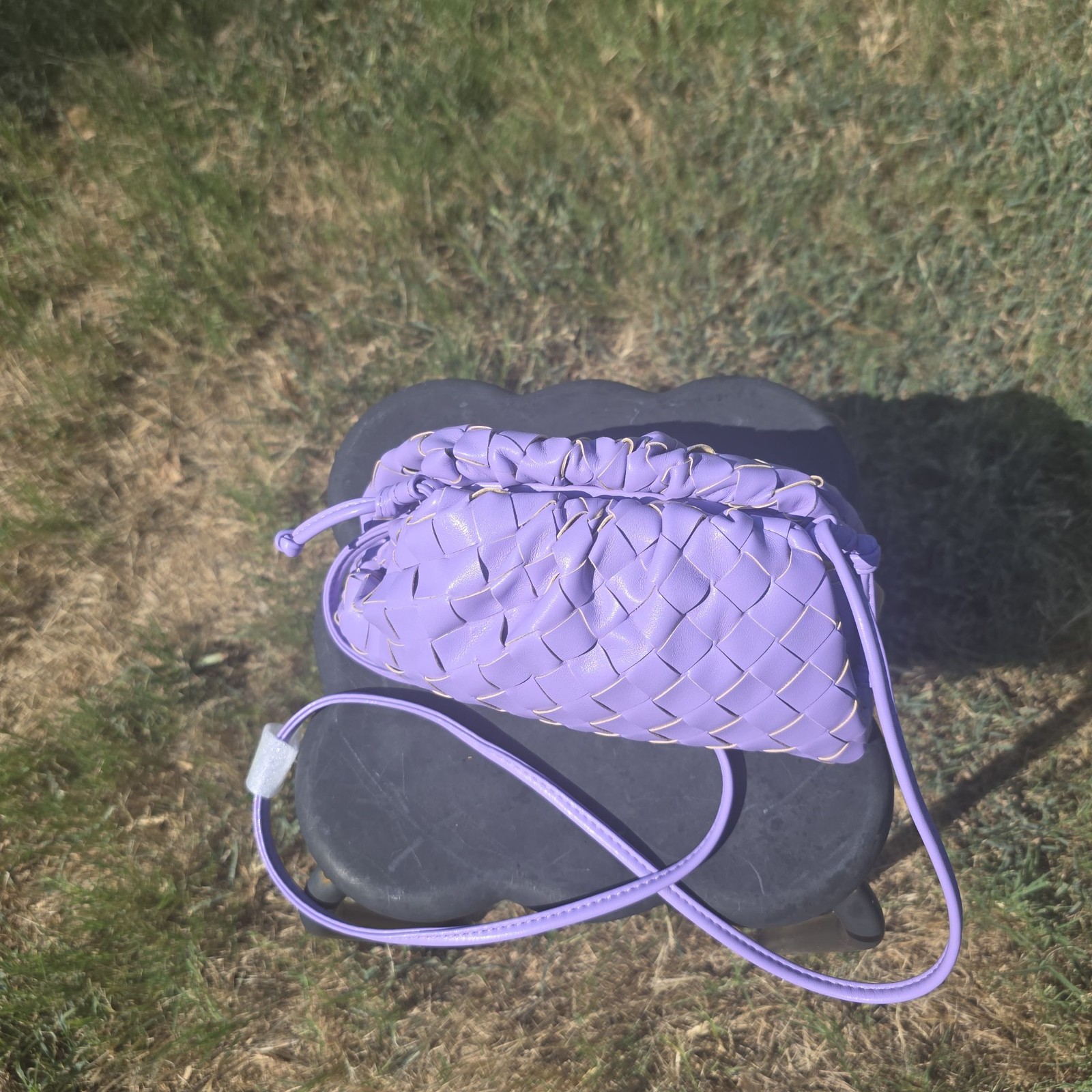 Bottega Veneta Mini Pouch Intrecciato Leather Shoulder Bag Purple