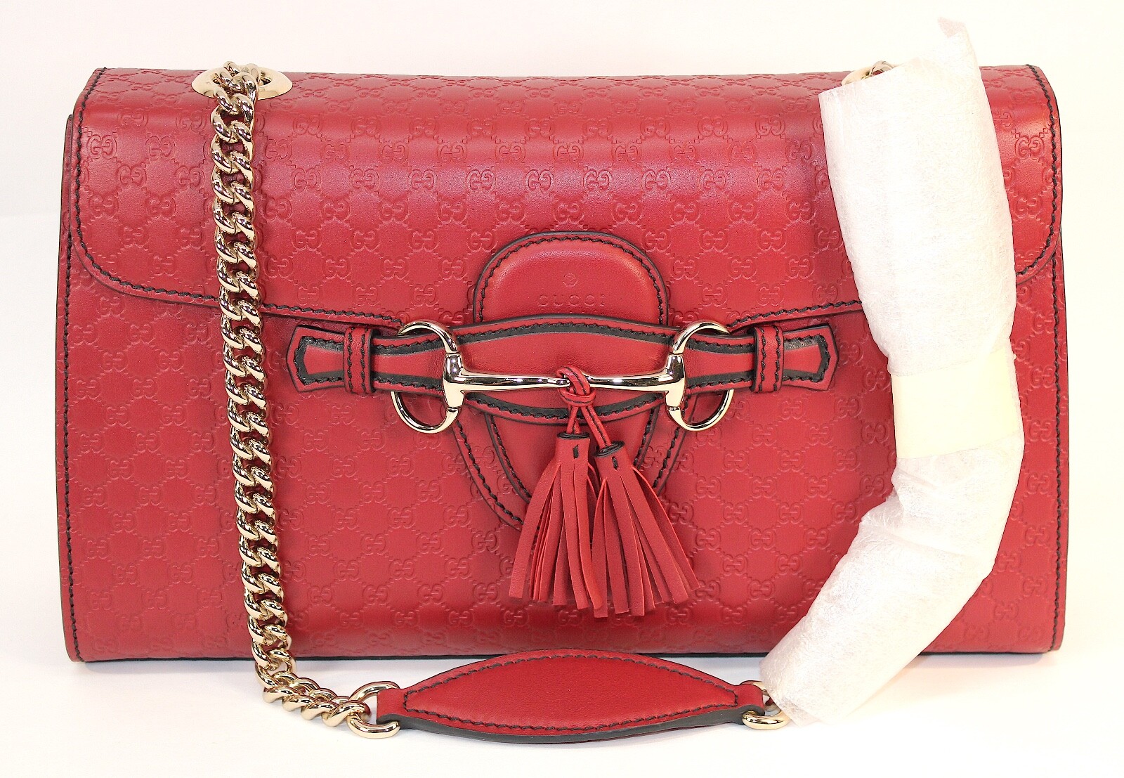 Gucci Microguccissima Emily Soft Margaux Horsebit Shoulder Bag • Rosso • 449635
