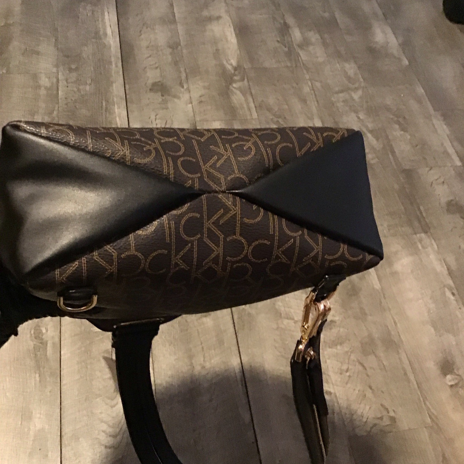 Calvin Klein Mia Backpack Brown Black Logo Women Backpacks Casual Double Zip NWT