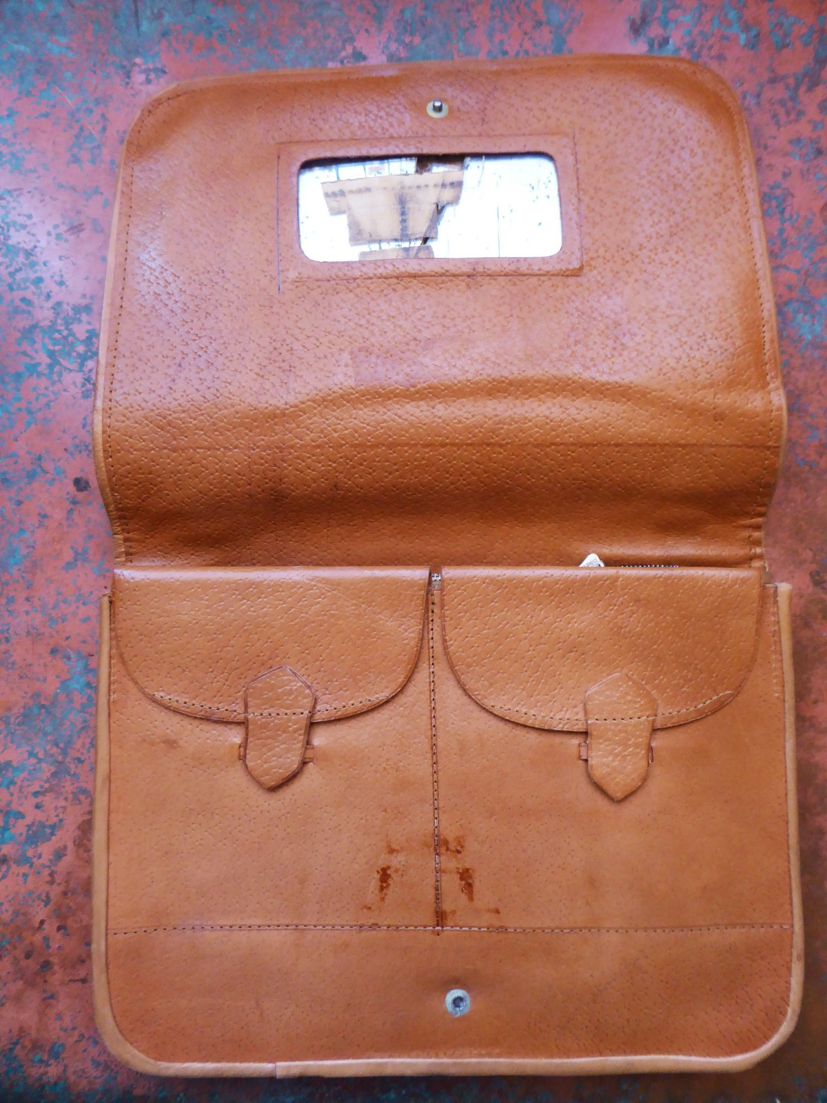 Vintage Egyptian Souvenir Purse Tooled Painted Leather Desert Pyramids