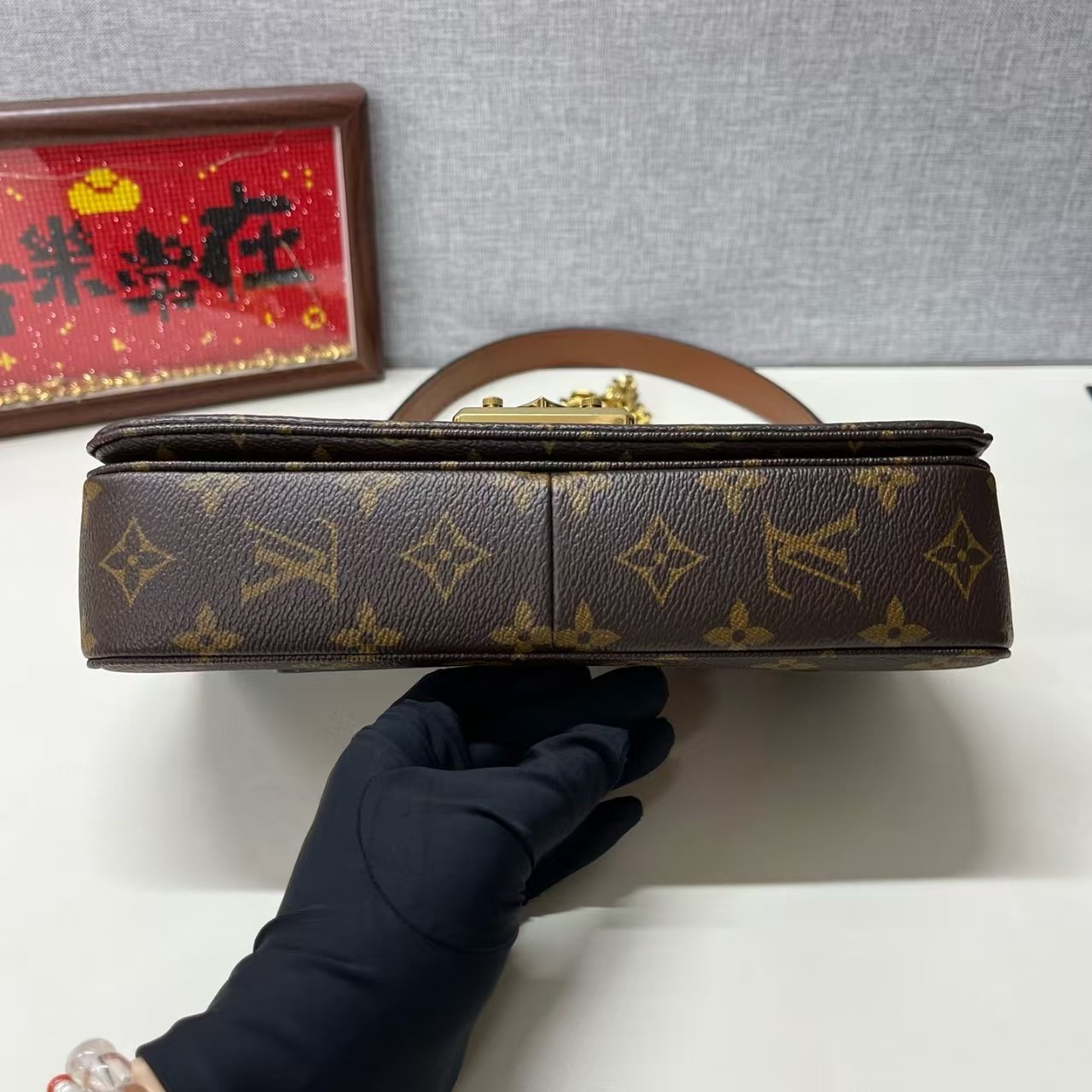 Louis Vuitton Marceau Caramel Lock Chip Shoulder Crossbody Bag