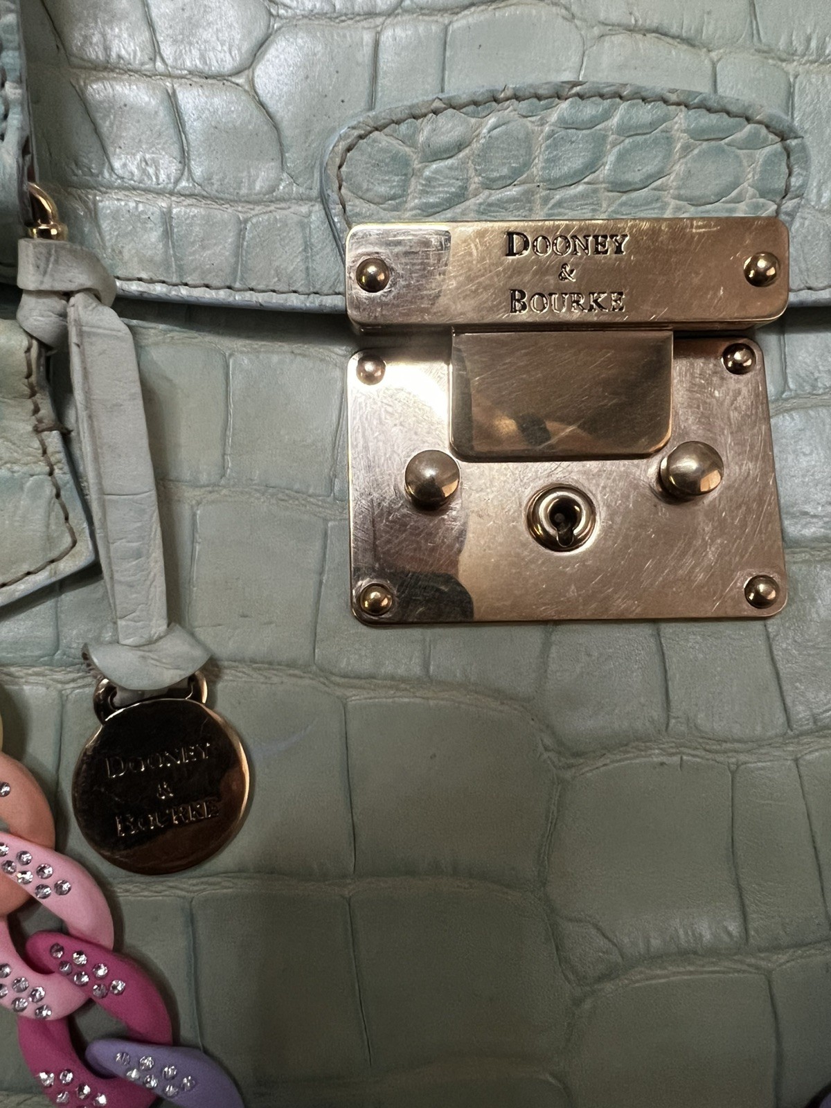 Dooney & Bourke Green Alligator Embossed Bag Leather Bayou Vtg Rare Alto
