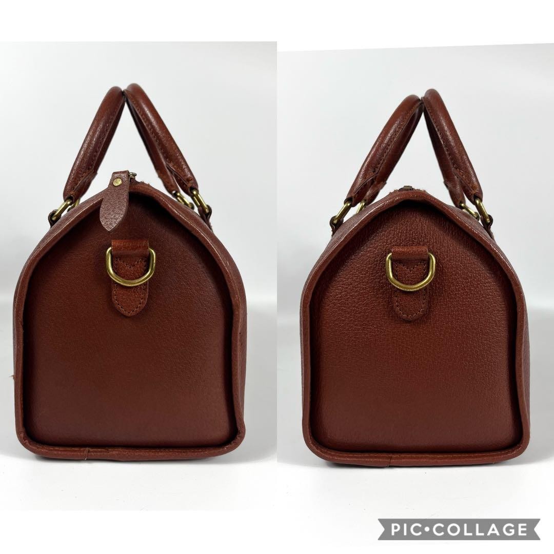 RALPH LAUREN 2Way Mini Boston Bag Hand Bag Shoulder Bag Leather Brown From Japan
