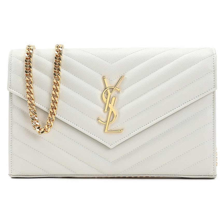 SAINT LAURENT YSL CASSANDRE Cowhide Leather Bag Women’s White 7.4×1.3×4.9 in