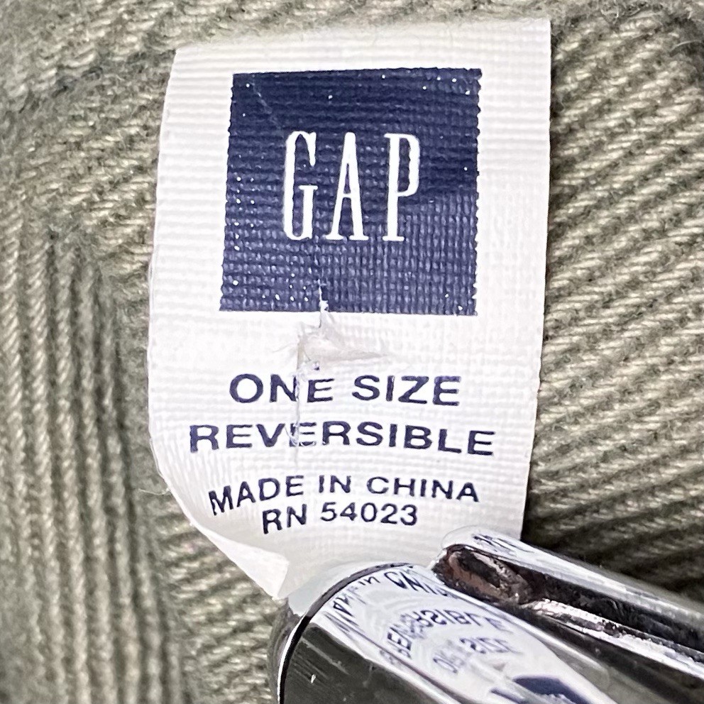 GAP Jeans Reversible Tote Bag Striped Teal Blue Army Green Leather Handles 2007