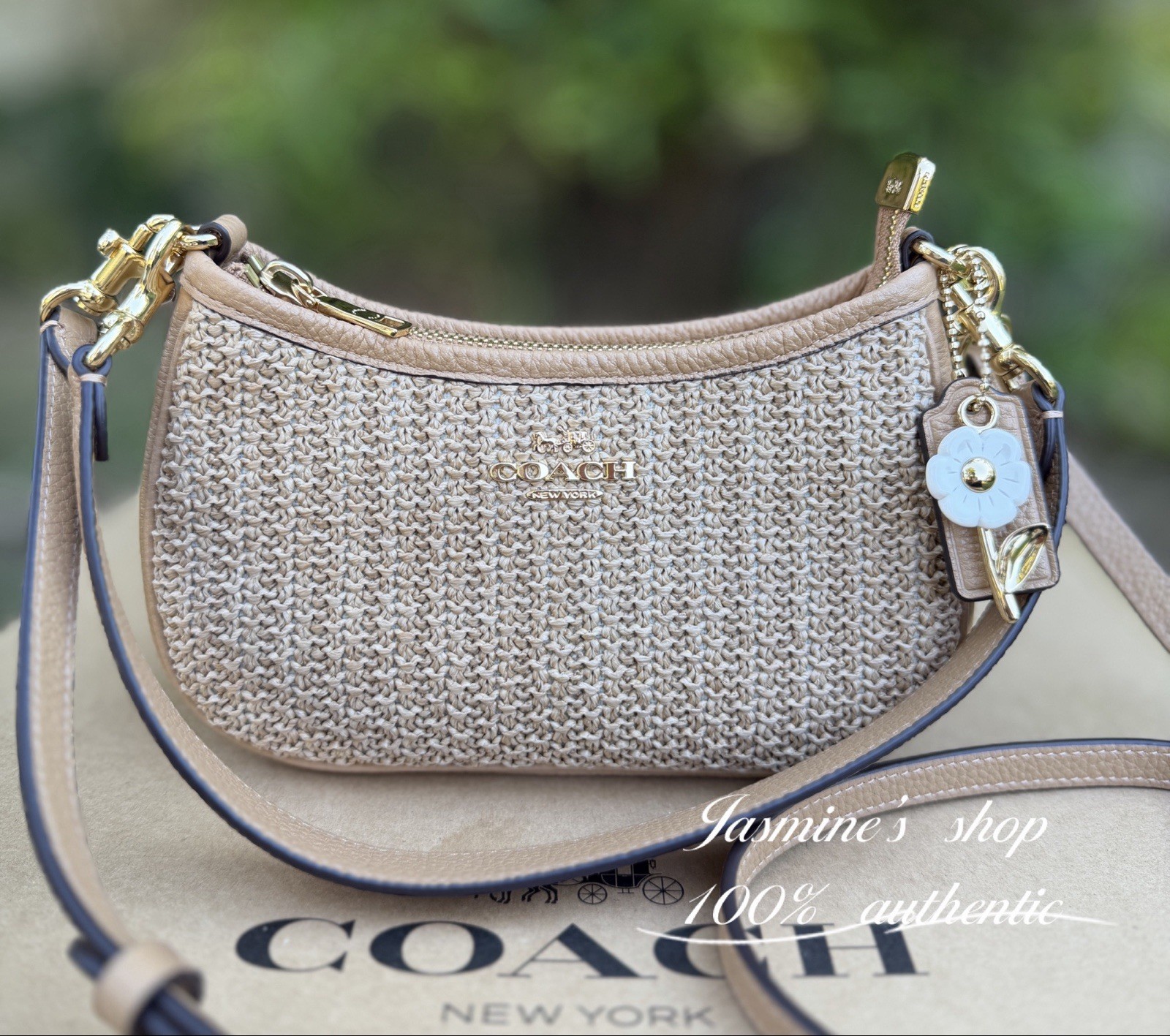 NWT Coach Teri Mini Crossbody Bag CDW66 straw/Gold/Toast