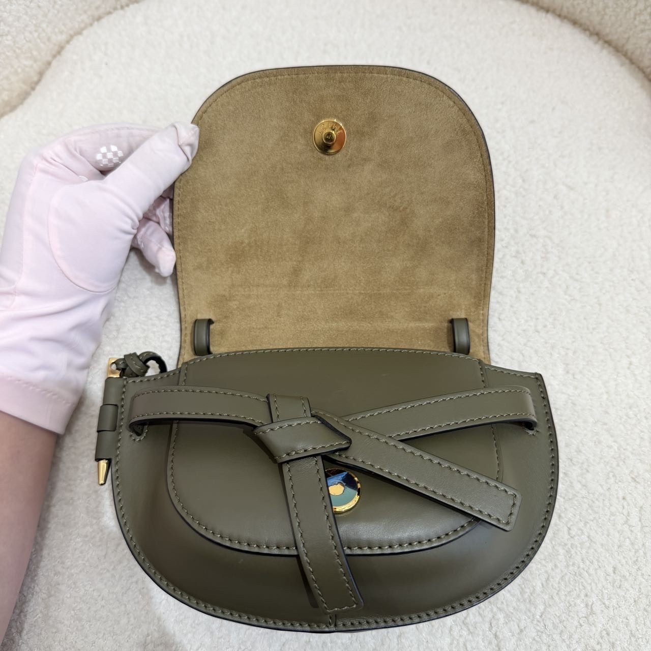LOEWE Gate Mini Army Green Soft Calf Leather Crossbody Bag Duty Paid