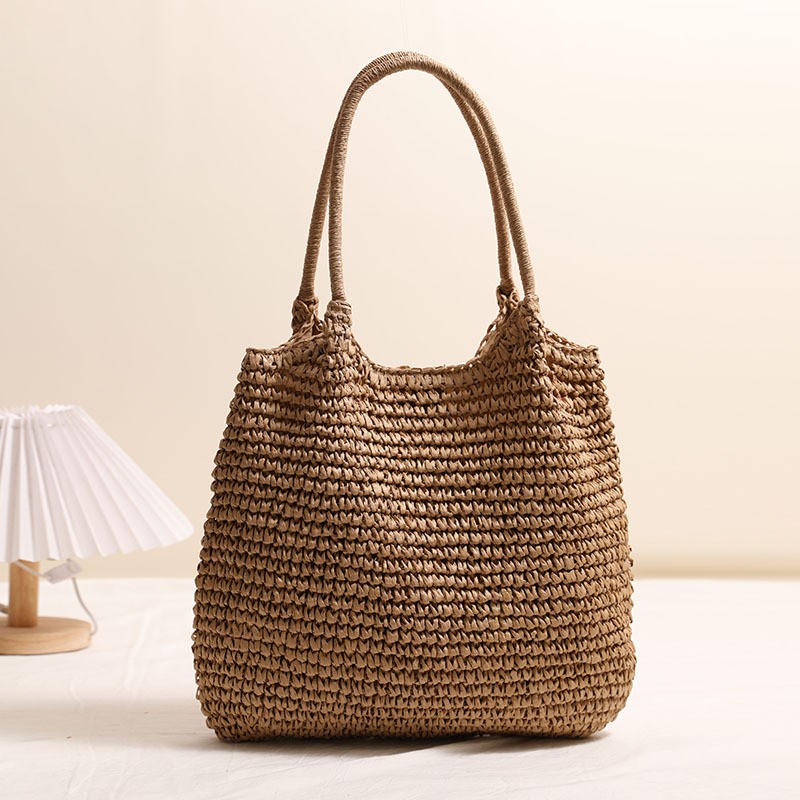 New Large Capacity Straw Tote Bag Casual Shoulder Woven Beach Vacation Fashion