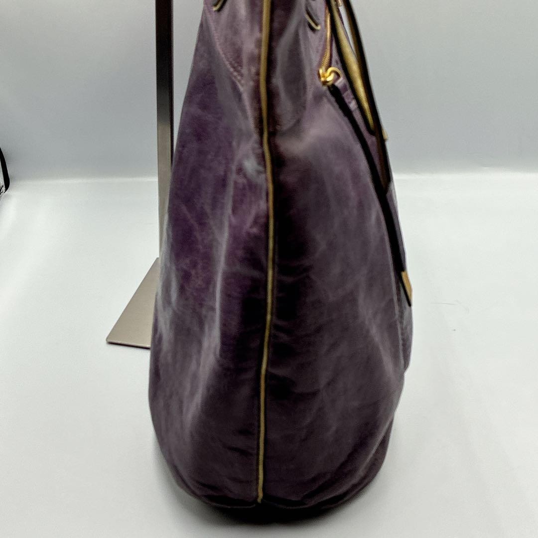 Rare COACH Poppy Purple Leather Tote Bag Y2K Large Shoulder Charm 44cm Vintage