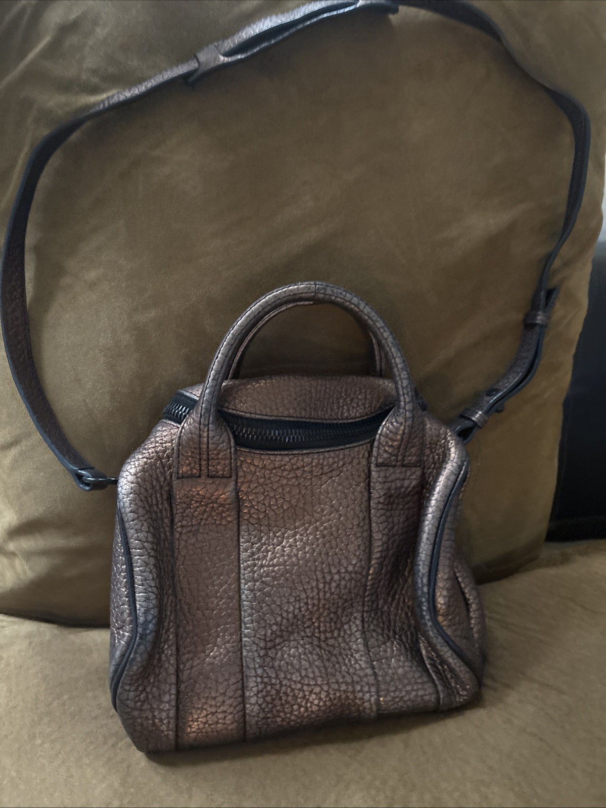Alexander Wang Metallic Bronze Pebbled Leather Mini Rockie Bag