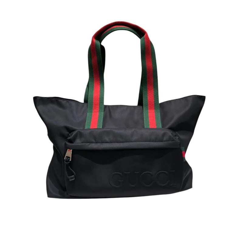 GUCCI Sherry Line Tote Bag Black Nylon Tote 802172 #OKB3288