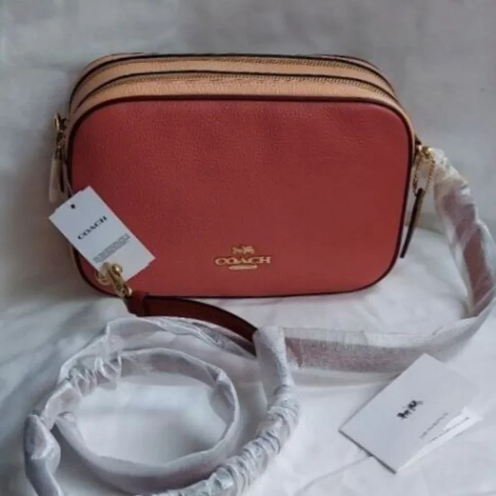 NWT Authentic Coach C7682 Jes Crossbody Colorblock Pebble Leather Faded Blush