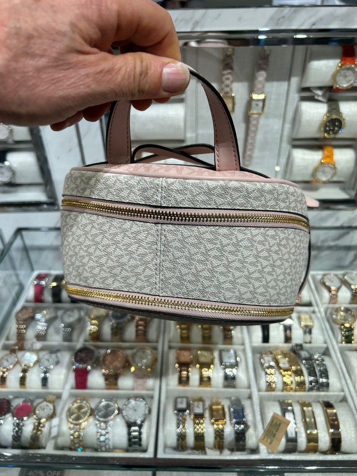 Michael Kors Rhea Medium Backpack Women PVC Bag + Bifold Wallet Set Powder Blush