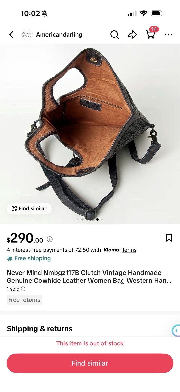 Nevermind NMBGZ117B Clutch Vintage Handmade Genuine Cowhide Leather Bag