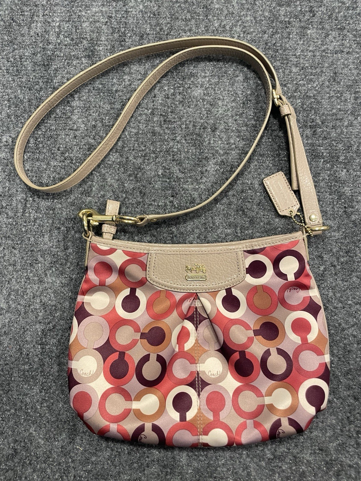 Coach Madison Graphic Op Art Small Swingpack Crossbody Purse,Tan Pinks