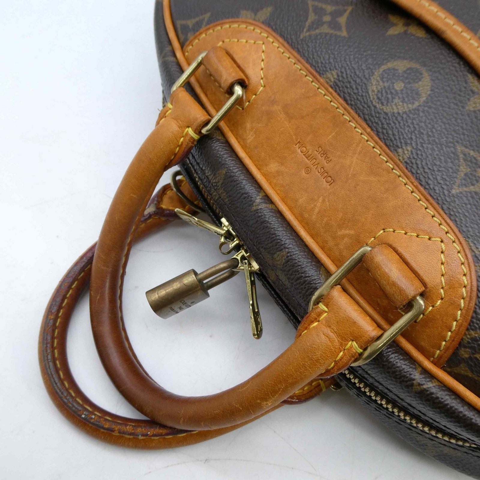 Louis Vuitton Trouville M42228 Monogram PVC Hand Travel Bag PVC w/Padlock 1127