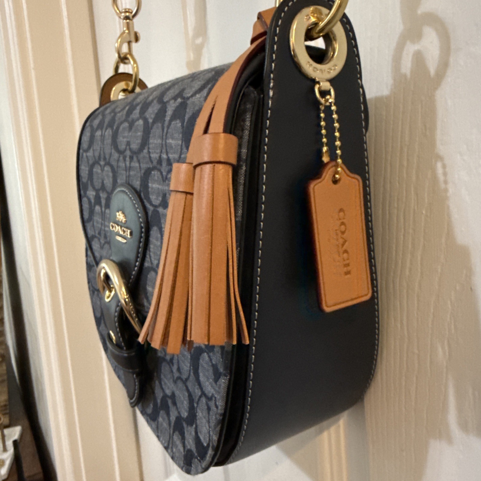 COACH Cleo Shoulder Bag Signature Navy NEW WITHOUT TAGS