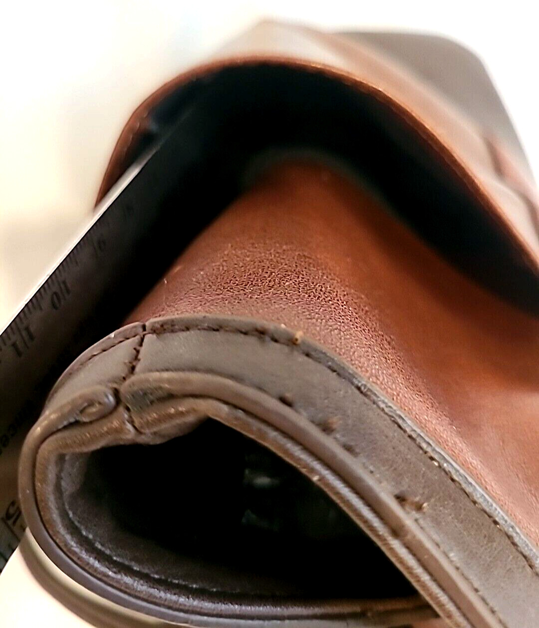 Stone & Company Leather Purse Shoulder Bag 2 Tone Brown Double Handle W/ Pockets