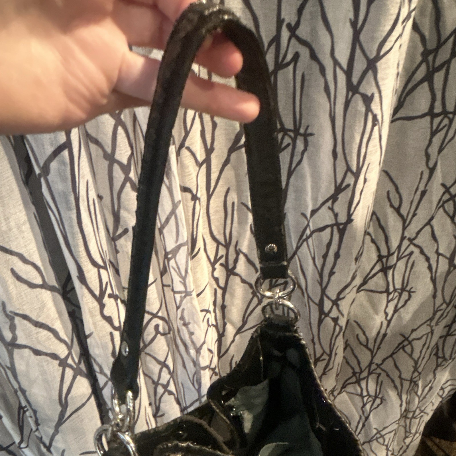 Coach Signature Gray Black Crescent Shoulder Bag Drawstring Zip Detachable Strap