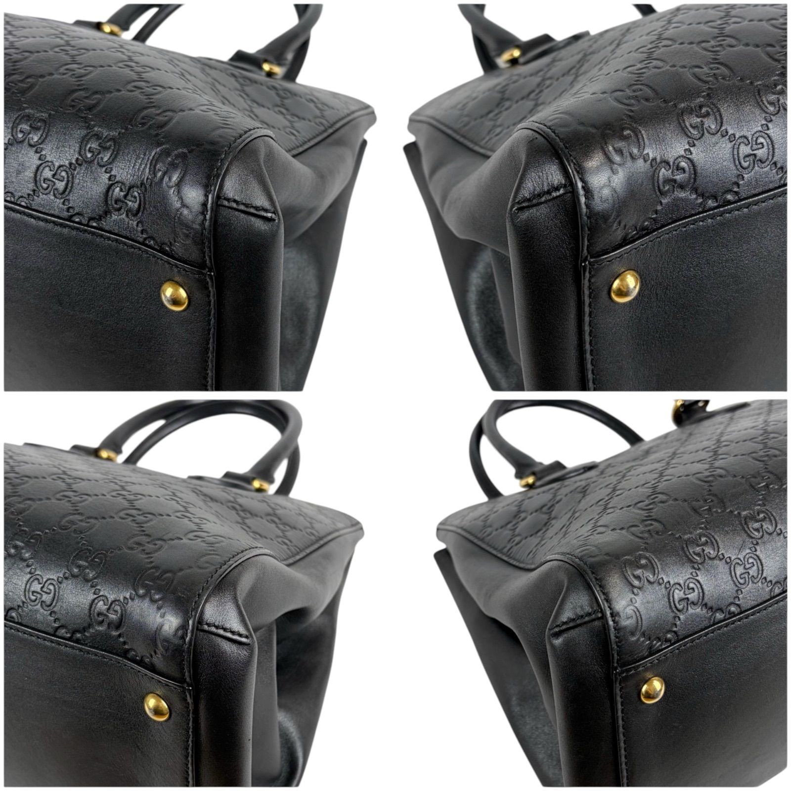 Gucci Leather Black Tote Bag Handbag Pre-Owned Women Purse Designer Luxury Bag