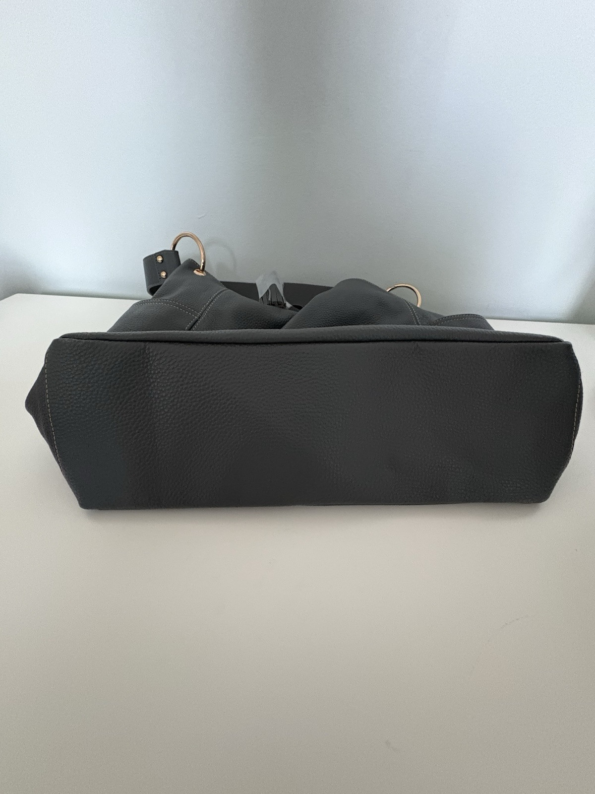 LAGGO Julia Cashmere Gray pebbled genuine leather shoulder bag | Retails $595