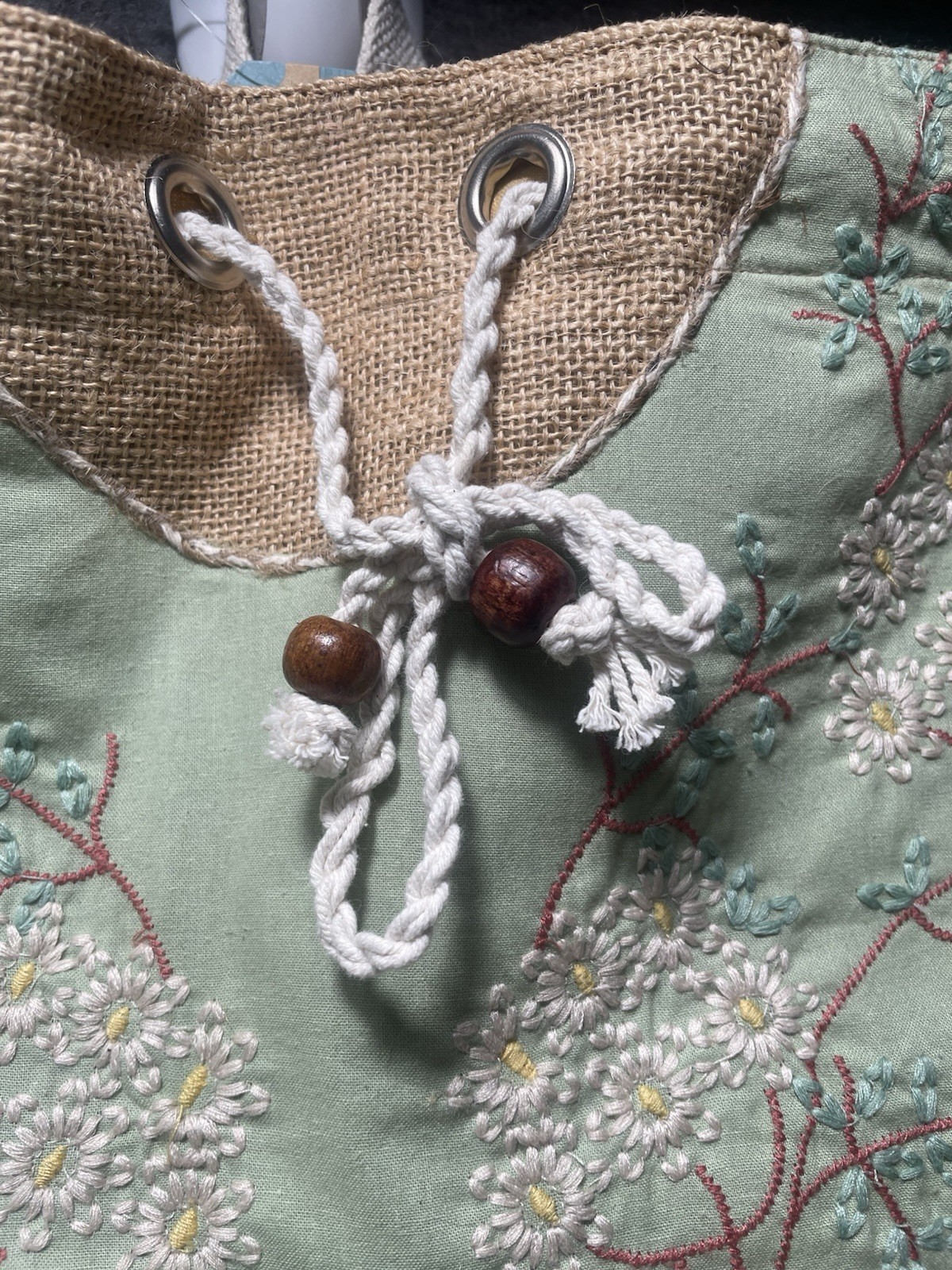 Boho Backpack Earthbound Trading Co. Bag Embroidered Daisy Bohemian Jute Cotton