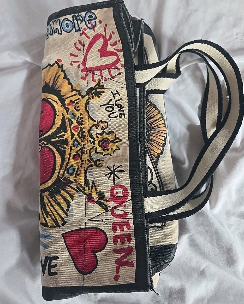 Brighton Queen of Love Tote Canvas Zip Pocket Queen of Hearts Tom Clancy Artist