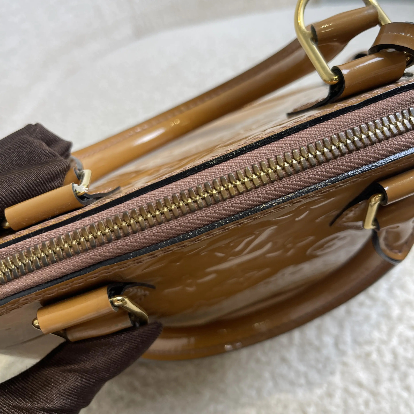 Louis Vuitton Alma BB Vernis Patent Leather Nude Crossbody Bag