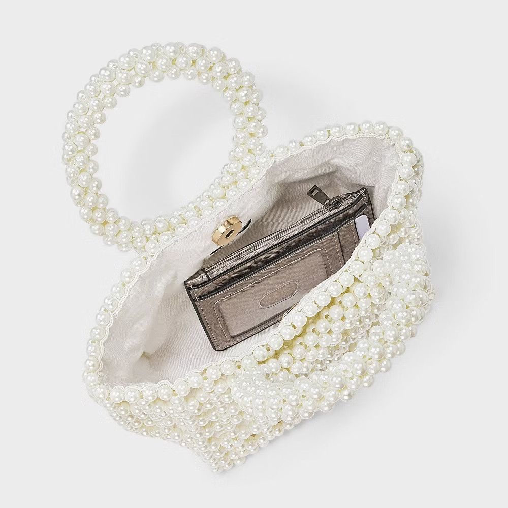 Mini Pearl Beaded Bucket Bag – A New Day Ivory