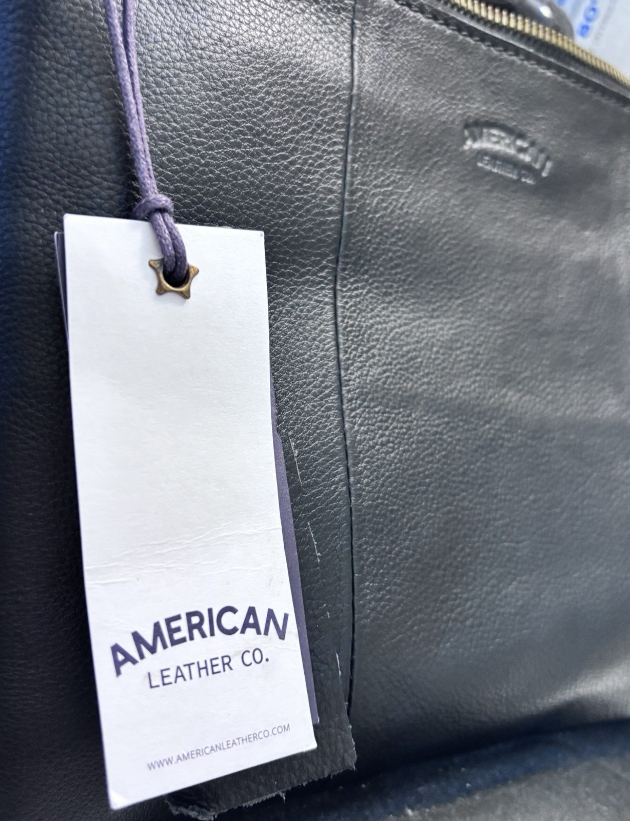 American Leather Co Dover Monogram M Black Genuine Leather Wristlet NWT $98
