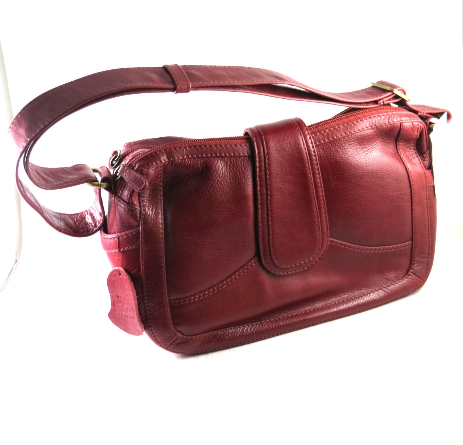 Derek Alexander Purse, Short Shoulder Bag, Deep Red Leather Organizer NWT, 1442