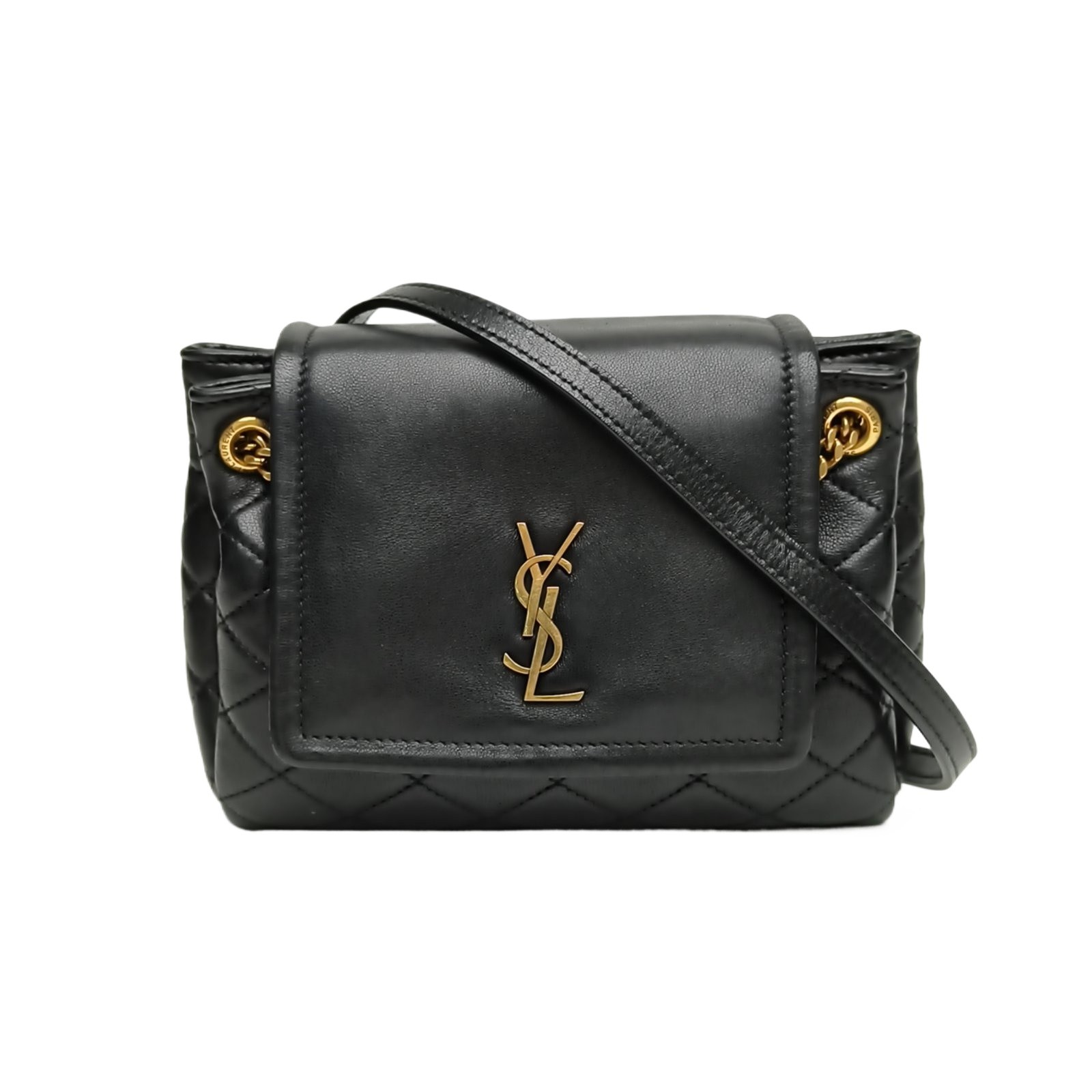 SAINT LAURENT Nolita Mini 18cm Black Lambskin Crossbody Bag