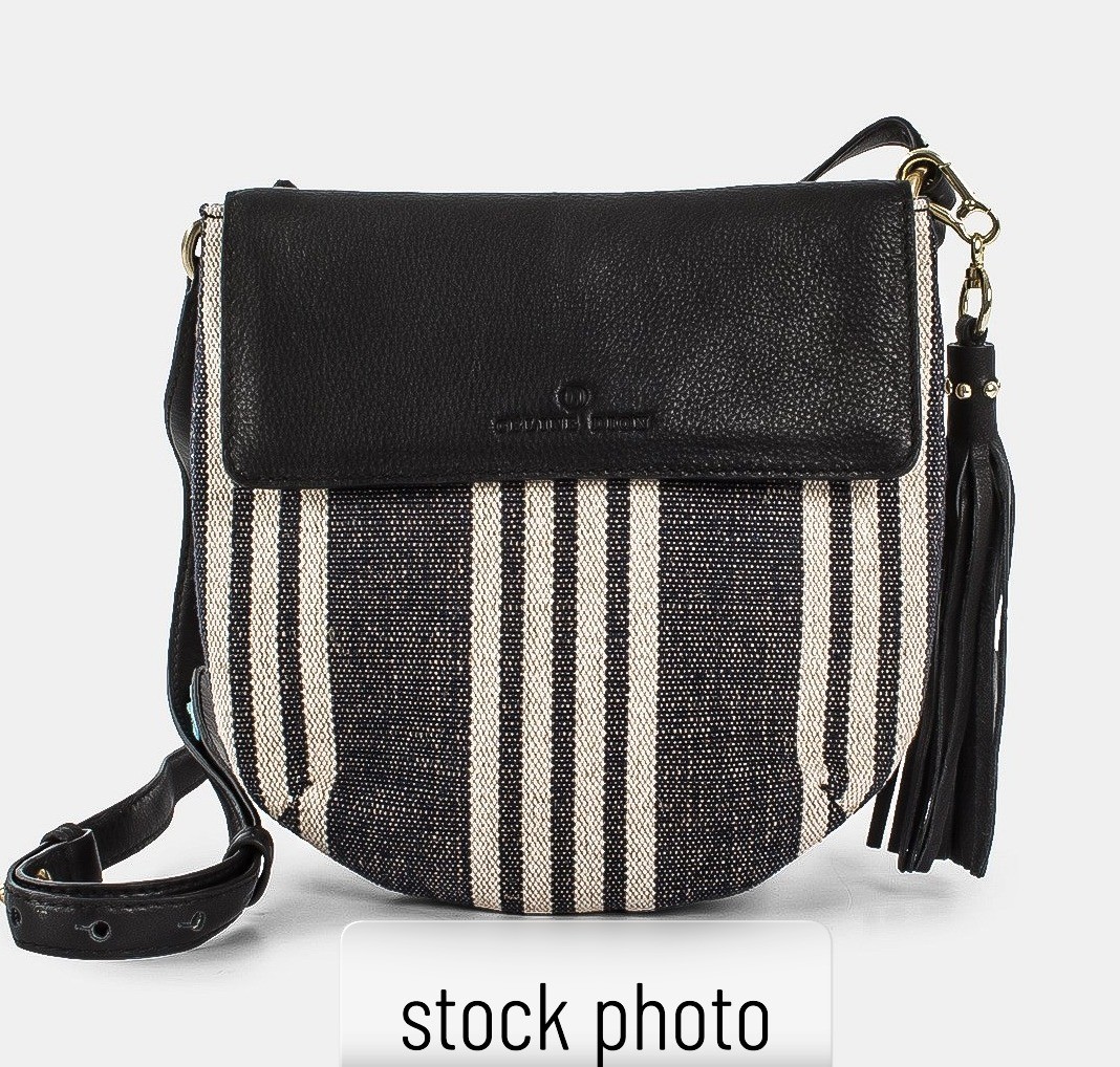 CELINE DION Forte Crossbody Bag Black/White Stripe NWT CBY5447