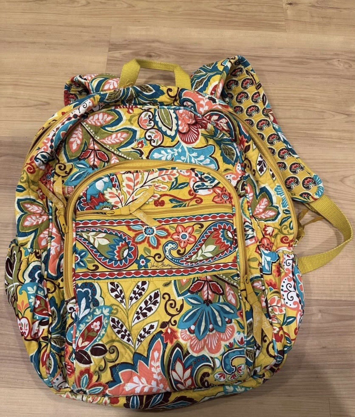 Vera Bradley Large Quilted Backpack Floral Cotton Lightweight Travel School