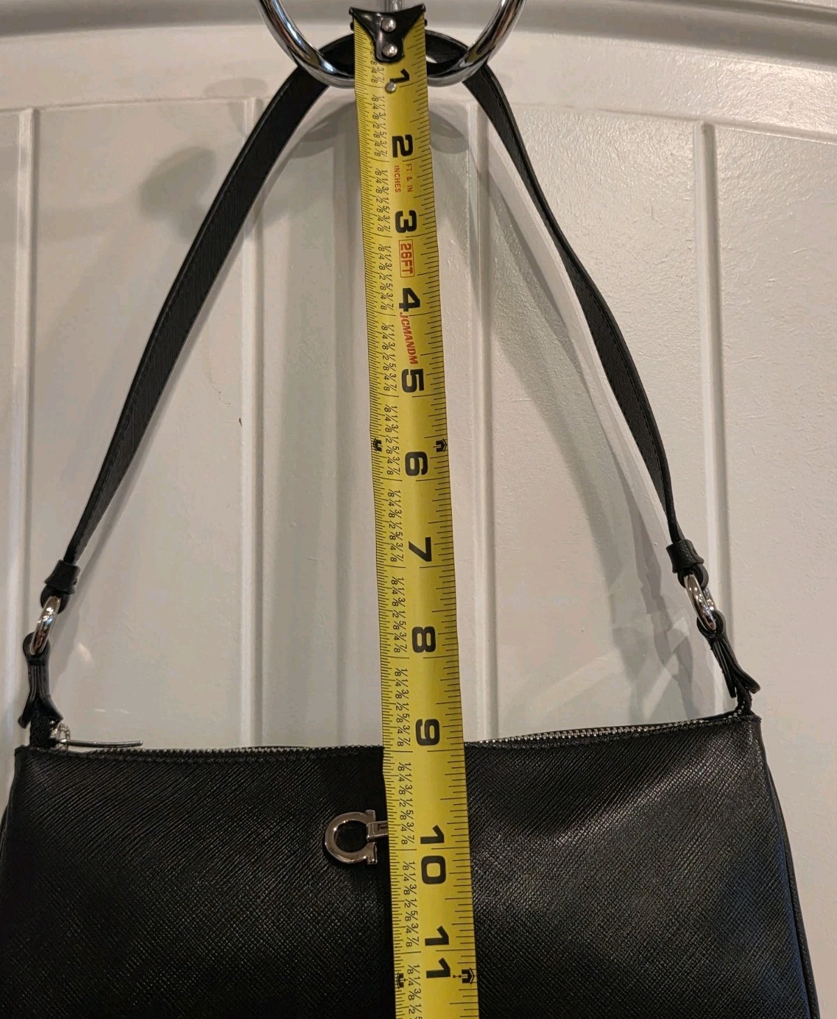 Authentic Ferragamo Gancini Saffiano Leather Lisetta Mini Baguette Bag Vintage