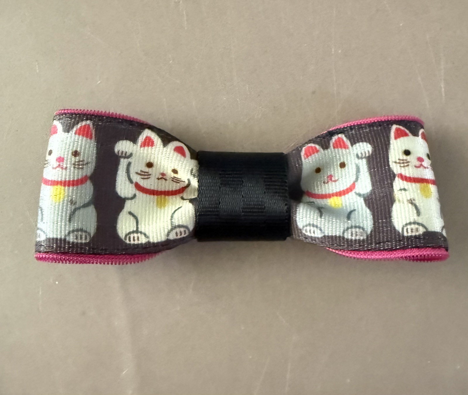 Custom Bow Made w/ Harveys Lucky Kitty Seatbelt Material