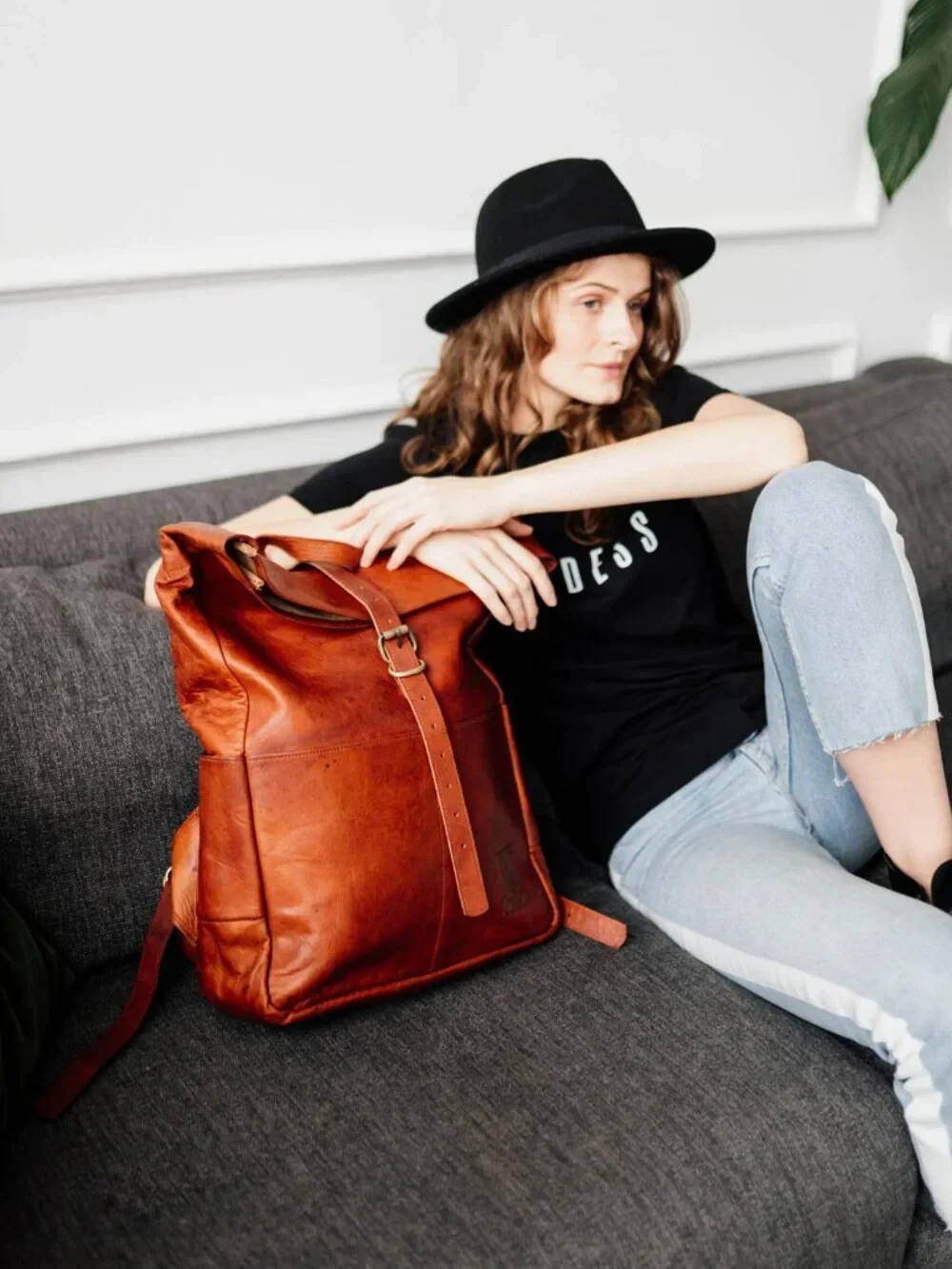 Berliner Bags Paris XL Backpack Vintage Brown Goat Leather 17in Rolltop NWT