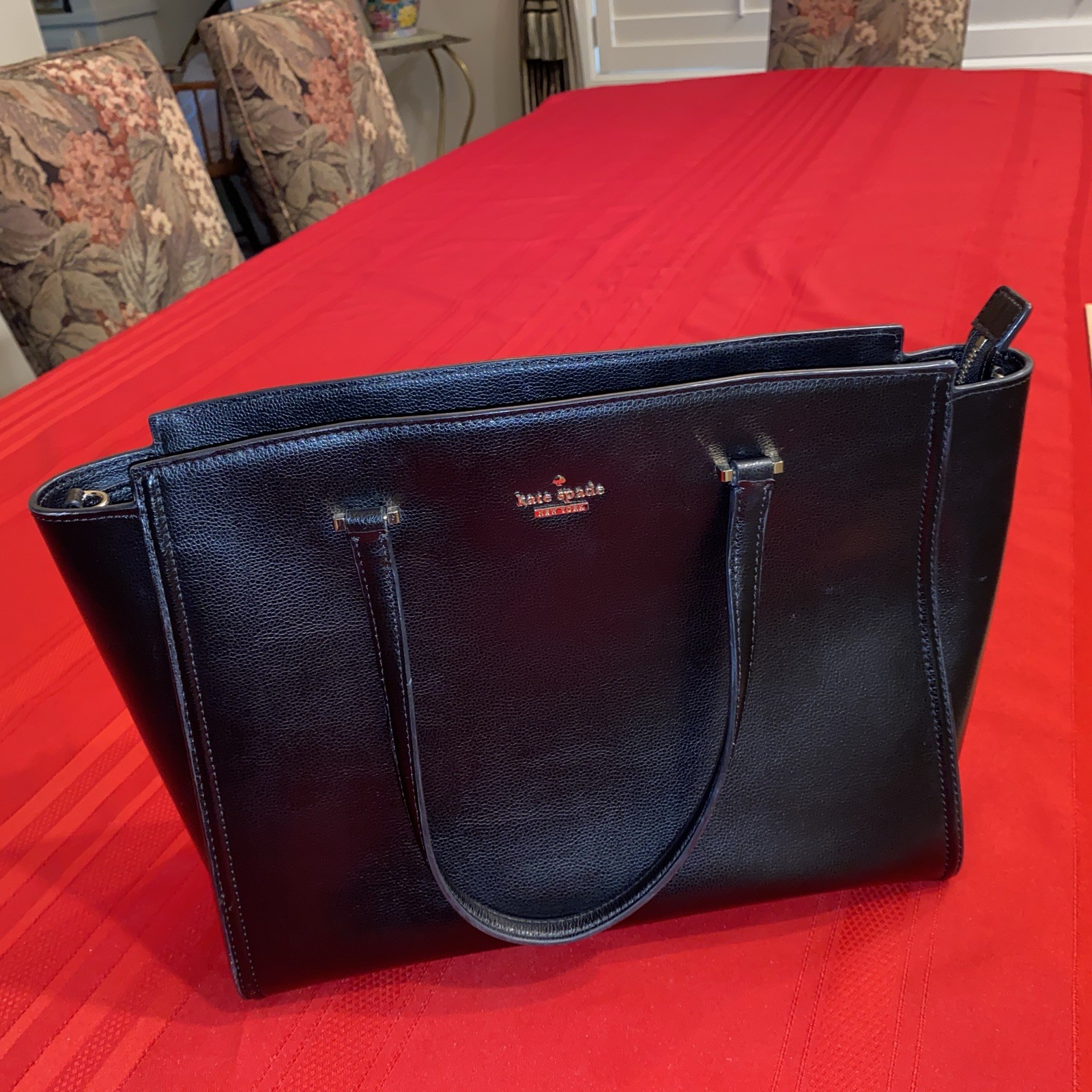 Kate Spade New York Over The Shoulder Bag Black Leather Top Zip Tag S362