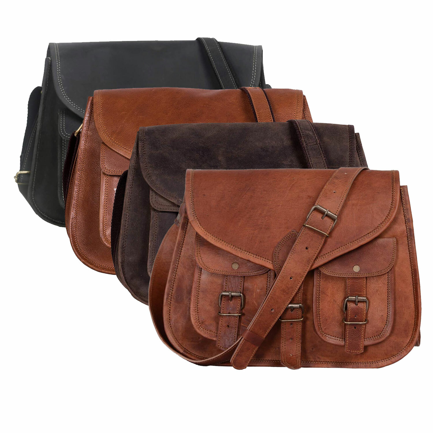 Handmade Leather Purse Women Shoulder Purse Crossbody Satchel Ladies Tote Travel