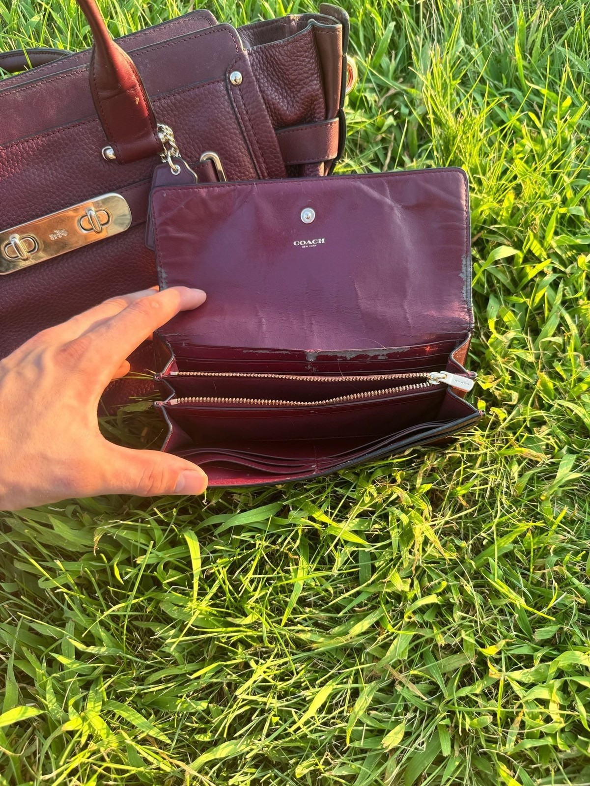 COACH Swagger Pebble Leather Satchel Bag and Matching Wallet Set