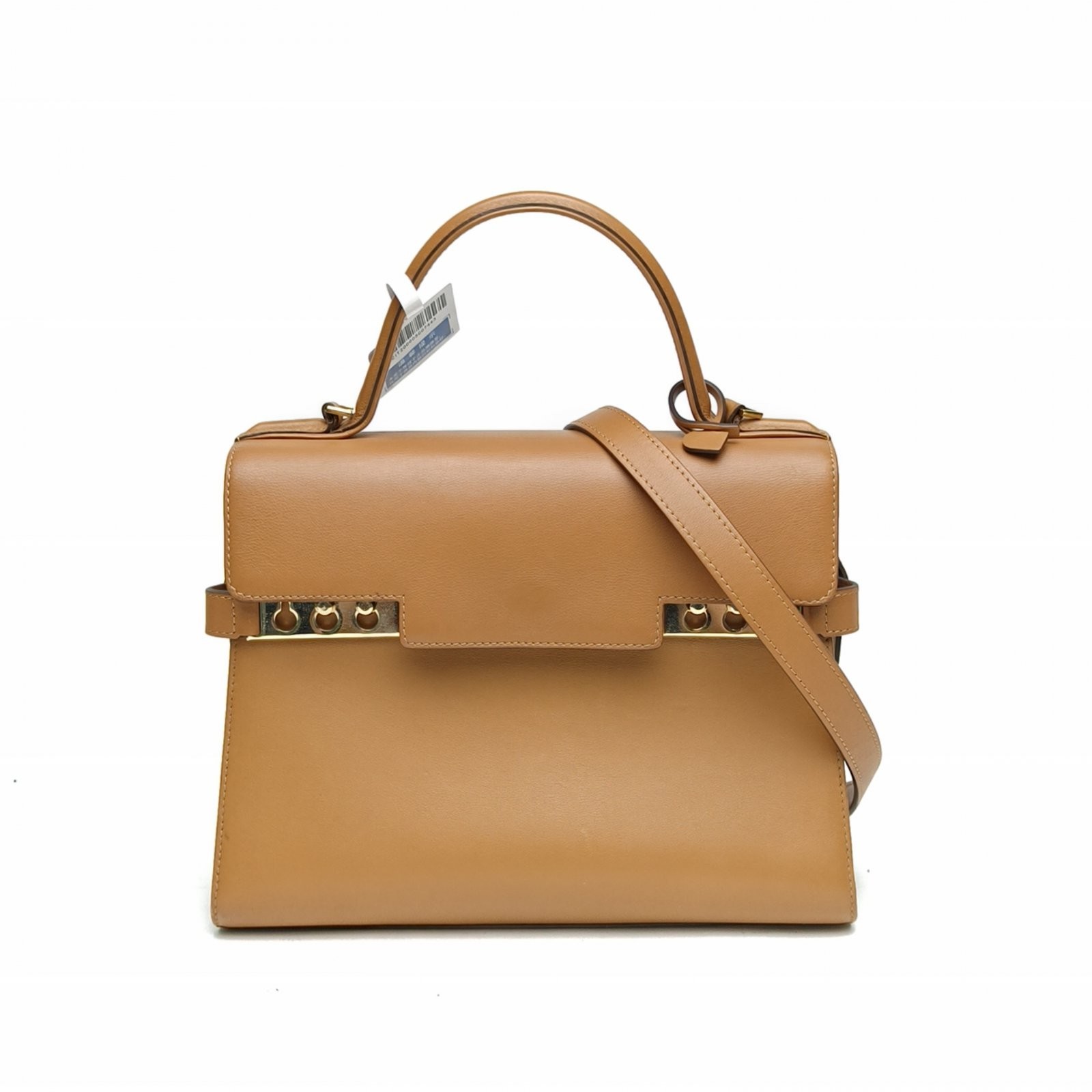 DELVAUX Tempete Medium 27.5cm Brown Calfskin Shoulder Bag