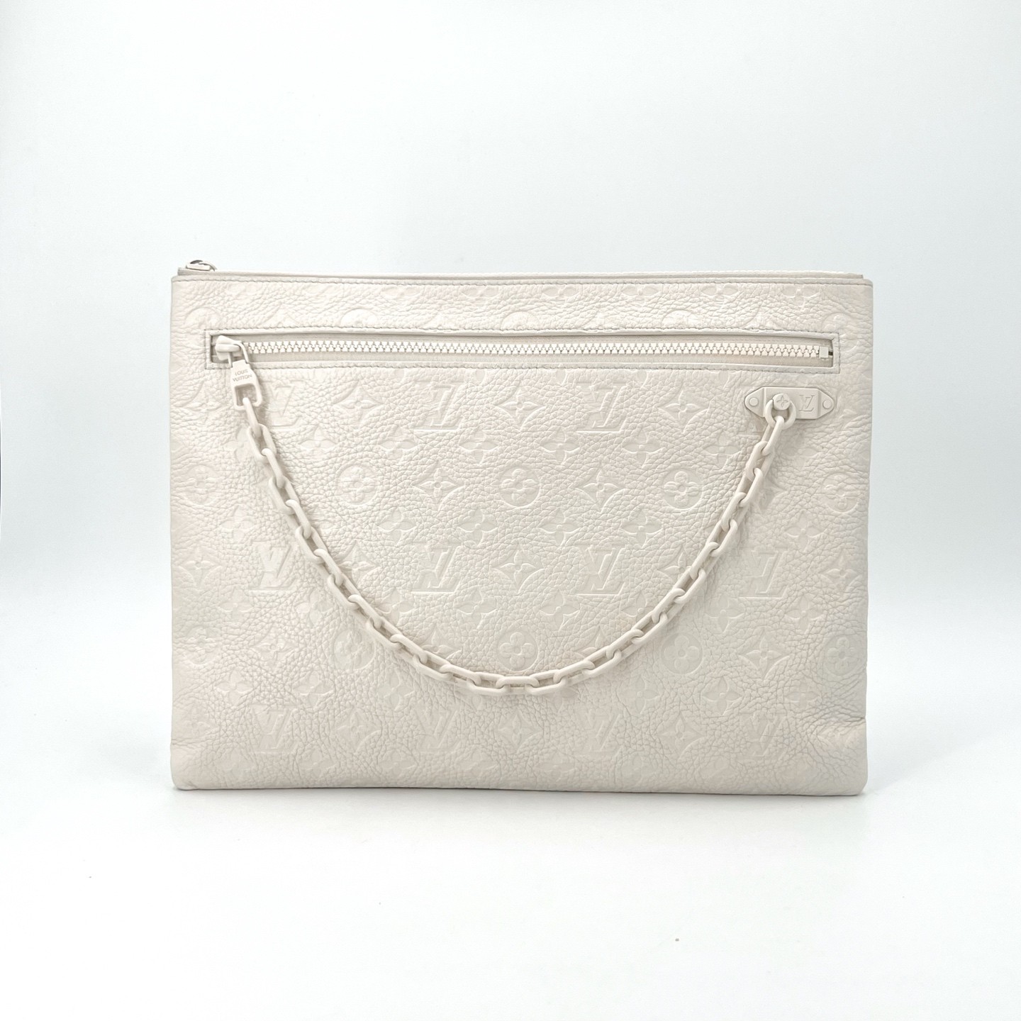 Louis Vuitton Monogram Empreinte Large Cream White Leather Clutch US Ship
